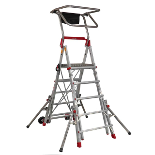 Podest roboczy PLS Compact – 5+5 stopni, maksymalna wysokość robocza 4,27 m, ze stabilizatorami